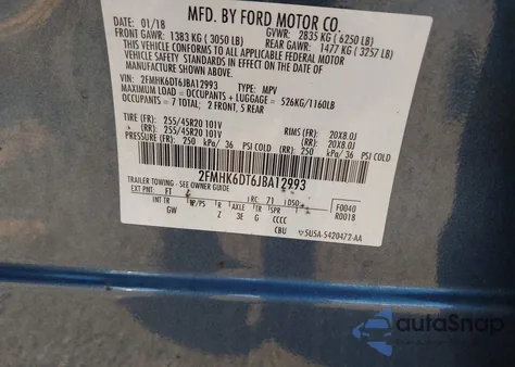 2018 Ford Flex Limited from USA, damaged, VIN 2FMHK6DT6JBA12993